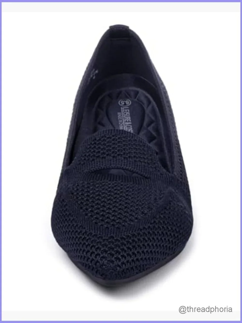 Pointed Toe Penny Loafers Dressy Ballet Flats Knit Slip-on Comfort